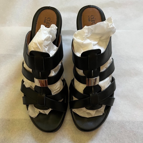 Eurosoft Shoes - Eurosoft Black leather sandal with padded footbed, Women size 8